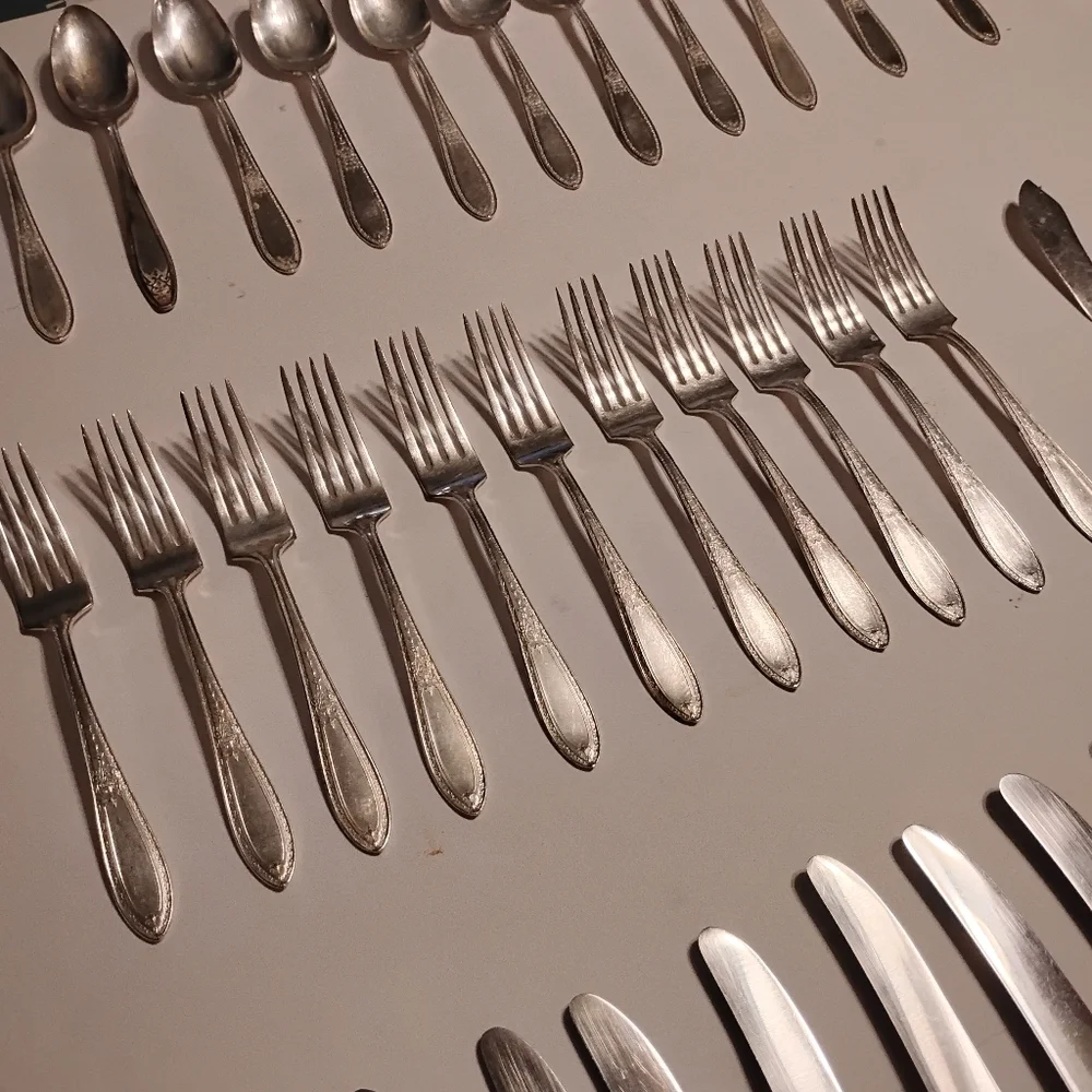 WM Rogers & Son AA Silver Plate 56 Piece Flatware Set‎ Triumph Service For 10 +